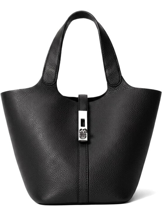 Handbags - Stylish Vegan Leather Tote Bag for Women - Bucket Handbag with Detachable Purse